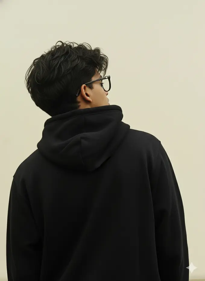 Layerstop hoodie, back view lookbook
