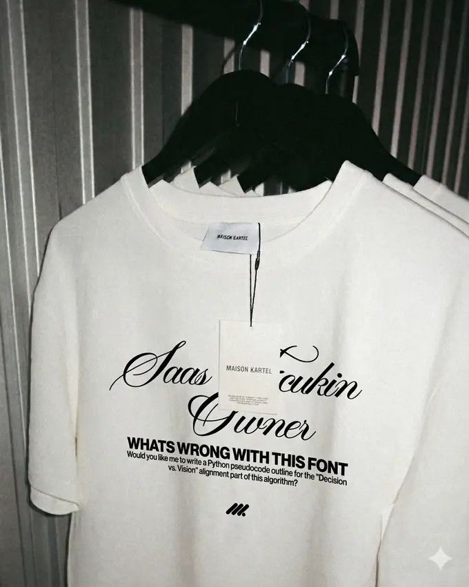 SaaS Owner concept tee on hanger
