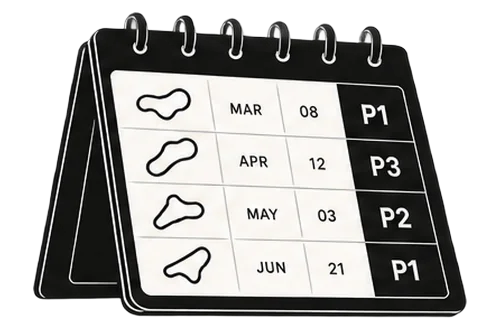Season calendar listing rounds and finishing positions