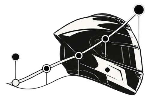 A helmet with a career line rising through it