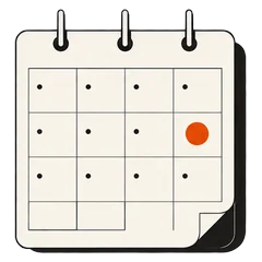 Season calendar with one date marked in orange