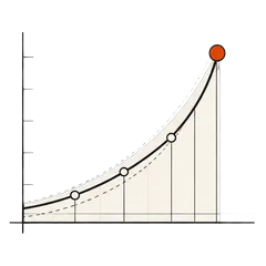 Line chart climbing to an orange peak