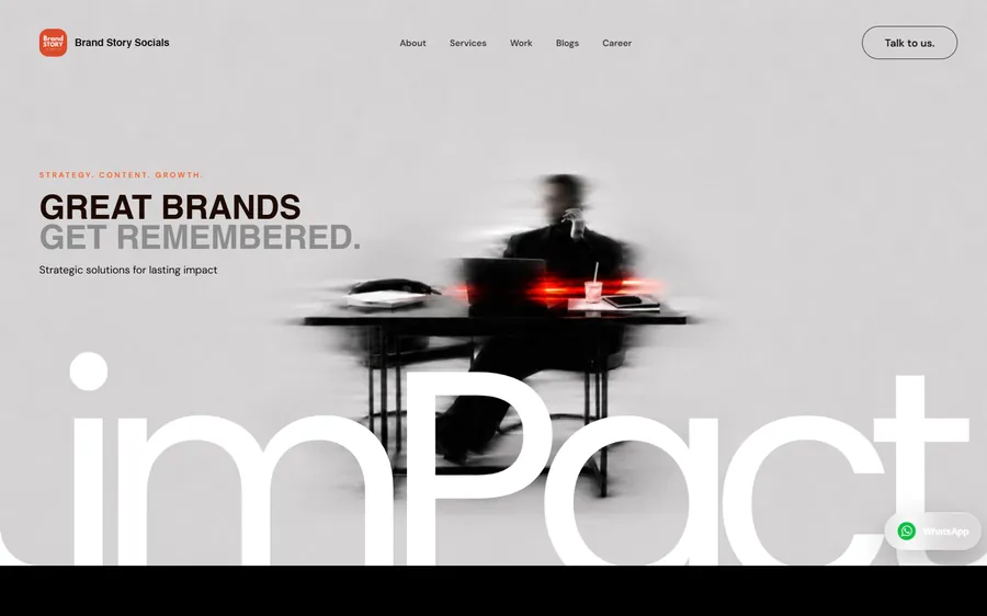 Brand Story Socials website with its impact campaign hero
